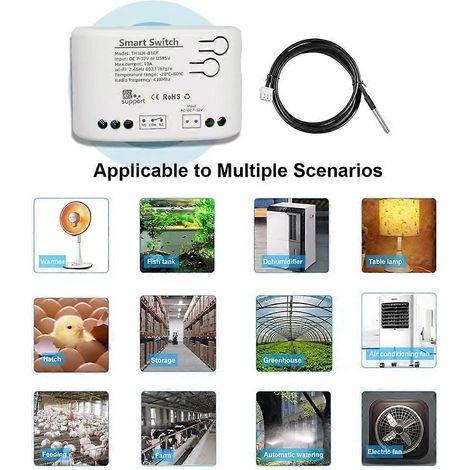 Interrupteur de température intelligent Wi-Fi EWElink APP, thermostat de surveillance 10 A, module relais Wi-Fi 1 canal, 85-250 V CA, 85-250 V