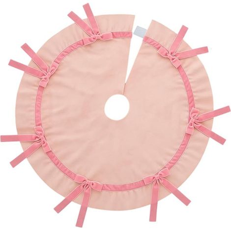 Una falda para árbol de Navidad de terciopelo de 91 cm con un lazo rosa una lujosa falda para árbol de Navidad de terciopelo rosa. (1/4)