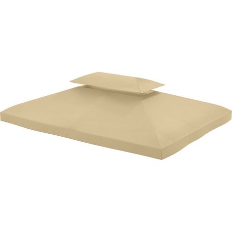 Toile de rechange pour pavillon tonnelle tente 3 x 4 m polyester haute densité 180 g/m² beige (1/5)