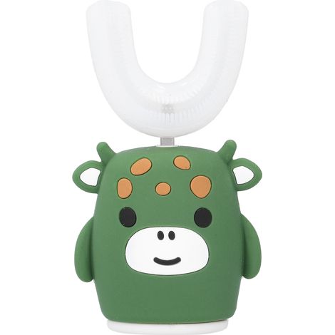Brosse à dents enfant en forme de U, portable voyage, dessin animé, électrique, verte, pour enfants, mignon, rechargeable, douce, kit dentaire (1/5)