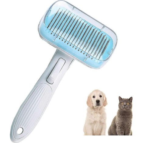 Katzenbürste, selbstreinigende Katzenbürste, Unterwollentfernung, Hundebürste, für Kurzhaar- und Langhaarkatzen, weiche Katzenbürste (1/2)