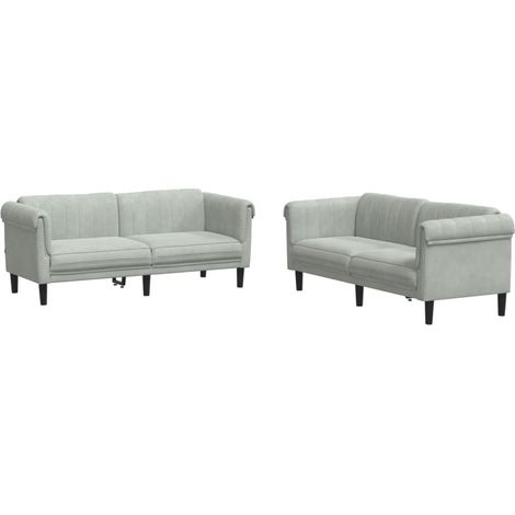Maison Exclusive - Set di Divani 2 pz Grigio Chiaro in Velluto
