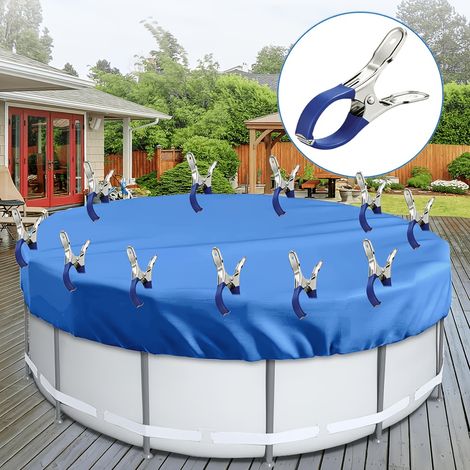 Lot de 7 clips de fixation robustes en acier inoxydable pour couverture de piscine, antidérapants. (1/5)