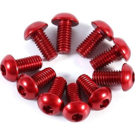 10pcs vis à tête bombée M3 6-10mm en alliage d'aluminium rouge, boulon à six pans creux métrique de 6mm (1/3)