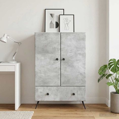 Buffet vaisselier avec rangement 1 tiroir et 2 portes gris béton 66 x 34,5 x 95 cm - PANGIVO (1/5)