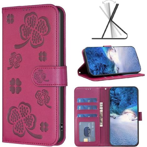 Custodia a libro in stile portafoglio per Samsung Galaxy A52 4G/5G, decorata con un motivo a quadrifoglio, realizzata in pelle PU multicolore e dotata di scomparto per carte e funzione di supporto. (1/2)