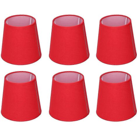 Lot de 6 abat-jour en tissu simple avec film intérieur, compatibles avec les suspensions, les appliques murales et les douilles E14. (1/5)