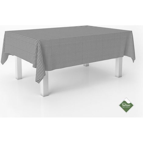 Nappe Vichy Petits Carreaux rectangulaire 300x140 cm Gris Foncé (1/5)