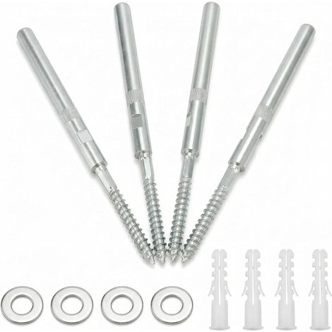 Lot de 4 Supports d'étagère murale invisibles Ø10x100mm, Fixation étagère en acier comprenant rondelles et chevilles - Capacité de charge 18kg (1/5)