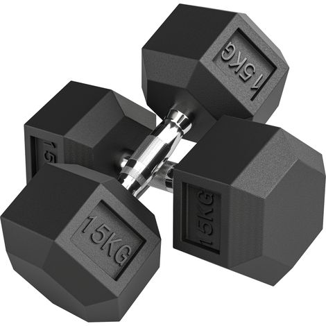 Set mit 2 kurzen Hanteln, 30 kg Gewicht, sechseckige Hantel für Muskeltraining und Gewichtheben, Schwarz