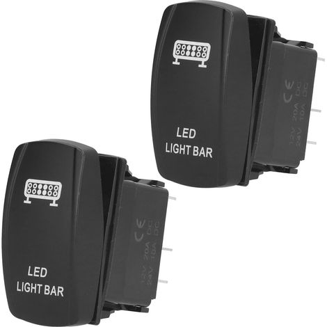 2Pcs Waterproof Rocker Switch Toggle ON Off for Automotive Cars Marine Trucks 5 Pin 12V‑24VLED Model