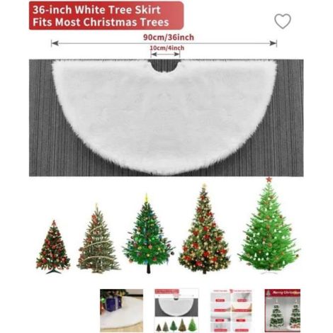 Jupe Arbre De Noël - Tapis Sapin De Noël Blanc - Imitation Peluche Lapin - Diamètre 90 cm (1/4)