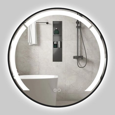 Runder LED-Badezimmerspiegel (60 cm) mit Antibeschlagfunktion