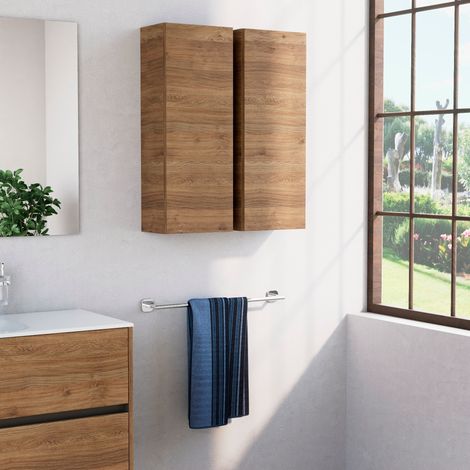 Inda - Pensile bagno con anta SX e ripiano 30x80 cm - Rovere (1/3)