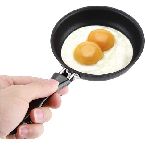 Mini Frying Pan, 12cm, Iron Frying Pan, Non-Stick Coating, with Handles, for Small Round Breakfast Eggs (1/5)