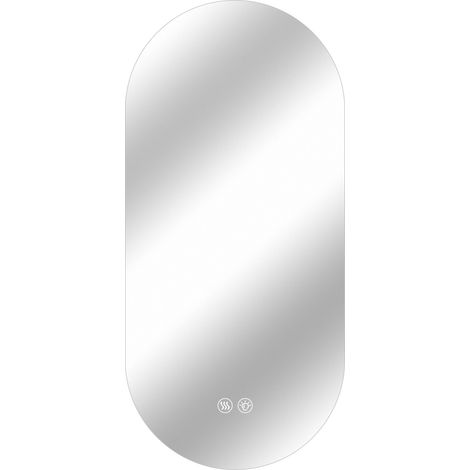 Miroir LED salle de bain mural 60 x 120 cm rond, anti-buée, 3 températures de lumière réglables et variateur tactile, montage sécurisé, finition argent CHICFURN (1/5)