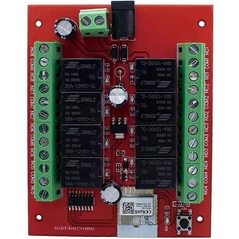 Interrupteur WiFi 8 canaux, compatible avec l'application Tuya, 12 V/24 V, module relais WiFi pour Google Home A. (1/5)