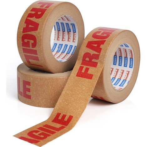 ADHES 3Rolls Fragile Adhesive Tape For Boxes Brown Kraft Tape Fully (1/5)