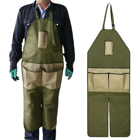 Tablier Long de Jardinier avec Protection des Jambes, Tablier de Travail Avec Plusieurs Poches à Outils Idéal Pour Jardinage, Bricolage, Charpentier, Garage, Atelier (1/5)