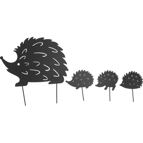 4 piquets décoratifs en métal pour jardin en forme de hérisson, design animalier mignon et creux, décoration en fer mignonne pour patio et jardin (1/5)