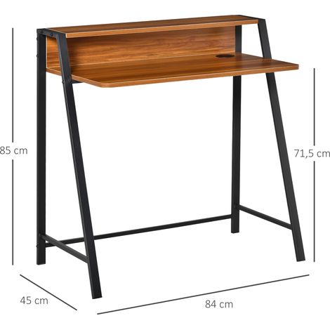 Scrivania per computer HOMCOM 84x45x85cm con piano in legno e gambe in metallo, stile moderno per ufficio, colore noce.