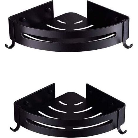 2 tablette de douche, tablette d'angle, sans perçage (noir),-- (1/5)