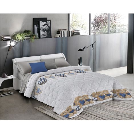Trapunta invernale made in italy in 2 misure e 3 colori fantasia Orsetti Blu - Singolo