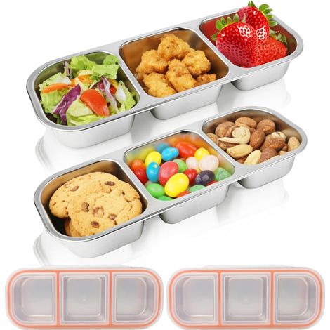 Lunch Box En Acier Inoxydable, Snack Box éTanche à 3 Compartiments (1/5)