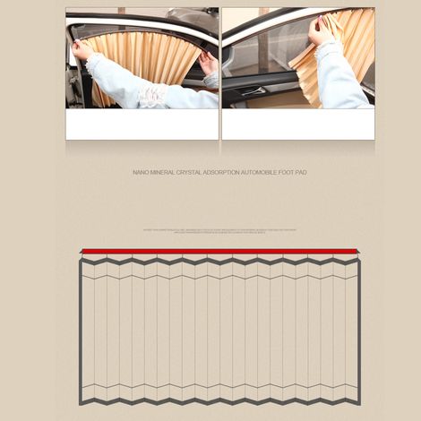 Lot de 4 rideaux pare-soleil pour vitres latérales de voiture, fixation magnétique, universels et compatibles avec la plupart des voitures, couleur or. (1/5)