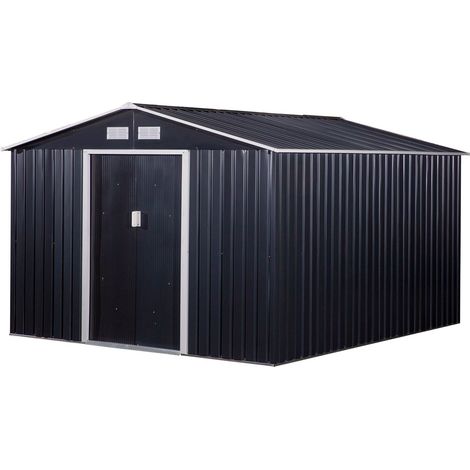 Casetta Box da Giardino 322x277x192 cm in Acciaio Grigio (1/5)