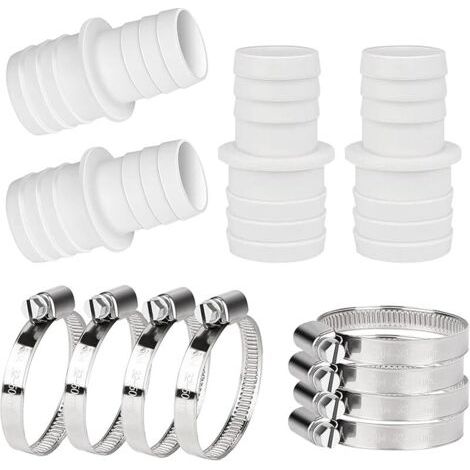 Pair Lot De 4 Raccord De Tuyau, Adaptateur De Tuyau De Piscine, Raccord De Tuyau Avec Colliers De Serrage, Adaptateur Raccord Piscine, Adaptateurs De Tuyau Ø 32 à 38 Mm Pour Piscine (32-38) (1/5)
