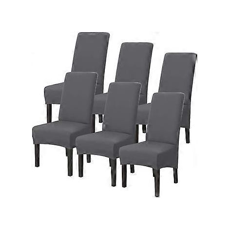 Stuhlhussen, groß, dehnbar, 6er-Set, grau, hohe Rückenlehne, für moderne Stühle, Hochzeiten, Wohnzimmer
