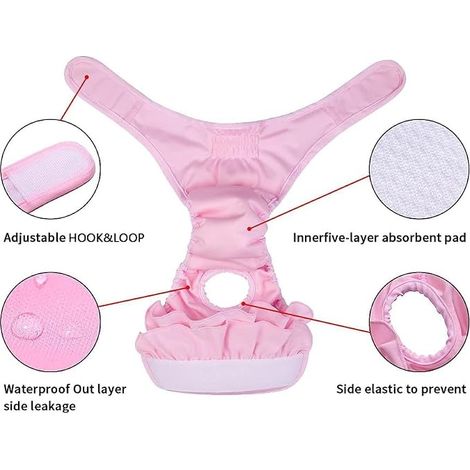 Dog Diapers Underwear Dog Diapers Absorbent Panties M 40-50cm Purple (1/4)
