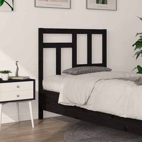 vidaXL Cabecero de cama madera maciza de pino negro 95,5x4x100 cm (1/5)