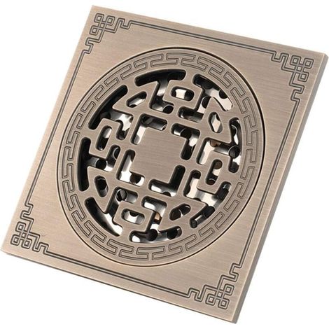 Drain de Douche Vintage Tout en Laiton Sculpté Drain de Sol Gros Calibre Anti-Odeur Anti-Carré Drain de Sol de Douche Drain de Sol pour Salle de Bain, Laiton, 100 100 41Mm,de DEBUNS (1/5)
