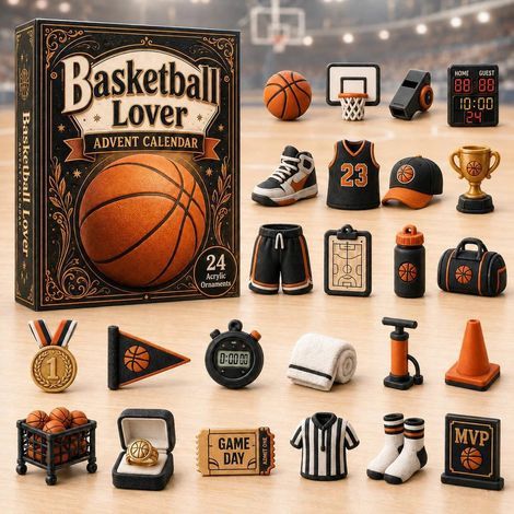 Calendrier avent sport 2026 2D basket-ball noir et jaune