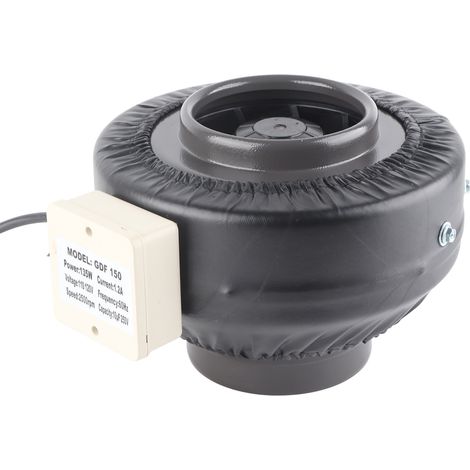 Ventilateur de gaine en ligne de 15 cm (6 pouces) à vitesse réglable et rotor externe pour tentes de culture, serres et sous-sols. Prise américaine 100-120 V. (1/5)
