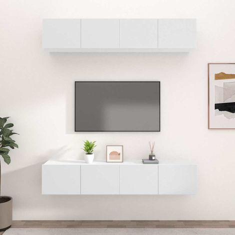 vidaXL Muebles para TV 4 uds madera contrachapada blanco 80x30x30 cm (1/5)