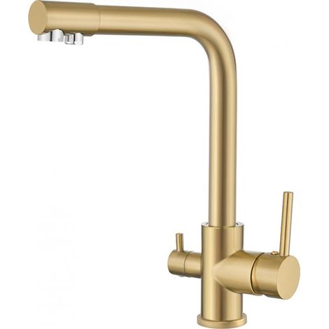 Grifo de cocina oro mate redondo agua fría osmosis Nilo de Valaz (1/2)