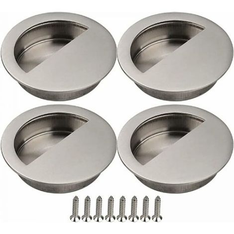 Poignée - acier inoxydable - encastrée - pour tiroirs, meubles - 4 pièces - 50 mm - argent (1/5)