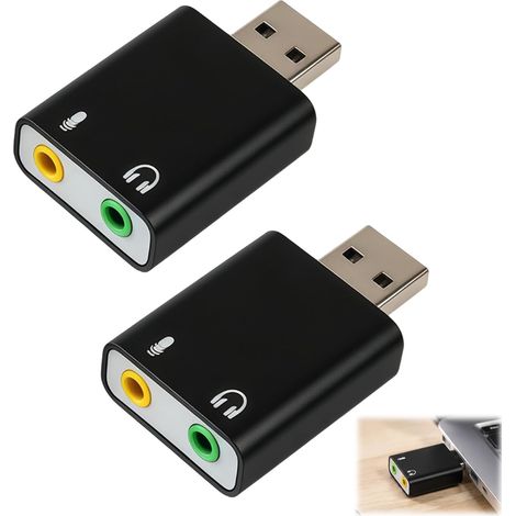 2pcs External USB Sound Card, USB to 3.5mm Jack Audio Adapter, Stereo Converter with Microphone, Compatible with PS4, PS5, PC, Mac, Laptop, Plug & Play (1/5)