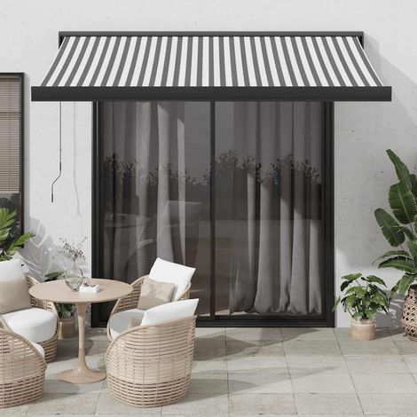 Markise Einziehbar Anthrazit & Weiß 3,5x2,5 m Stoff & Aluminium (1/5)