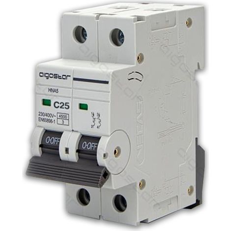 interruttore magnetotermico 1P+N 230volt barra din 25A 2 moduli (1/4)