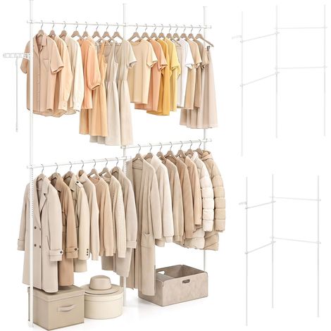 COSTWAY Portant à Vêtements Télescopique Robuste, Sans Perçage (Blanc,M) (1/5)