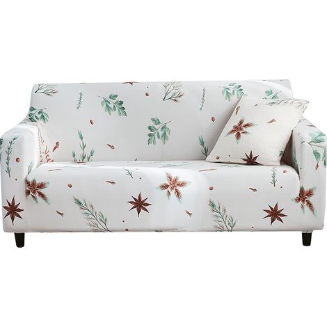 Housse de canapé Extensible Motif feuilles Polyester Protection anti-taches pour canapé 3 places 190-235cm (1/5)