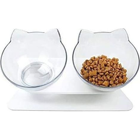 Gamelles Doubles - Noname - Inclinées - PVC - Transparent - Pour Chats-Ywey (1/3)