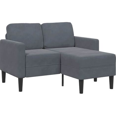 vidaXL Canapé 2 places avec méridienne en L gris foncé 125 cm velours (1/6)