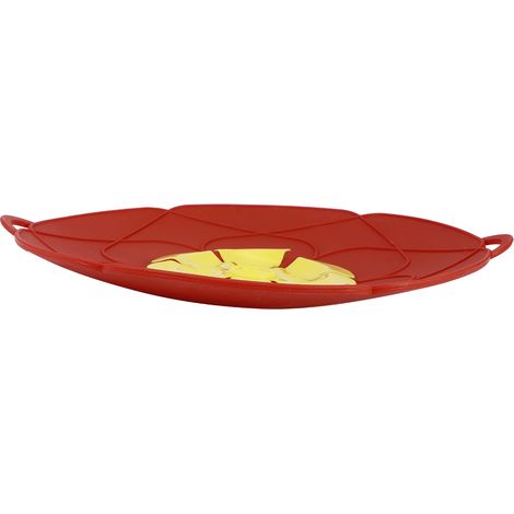 Couvercle de casserole anti-débordement et anti-poussière en silicone rouge de 28 cm, idéal pour la cuisine. (1/5)