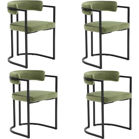 Dining Chairs 4Pcs Upholstered in Velvet Modern Leisure Kitchen Chairs for Living Room Restaurant Cafe, Green, Washon
