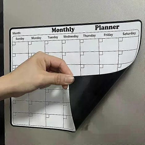 calendrier magnétique effaçable à sec pour réfrigérateur, agenda mensuel, tableau blanc, bloc-notes, décoration de cuisine (1/5)